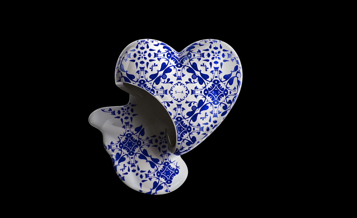 Delft Blue ceramic heart
