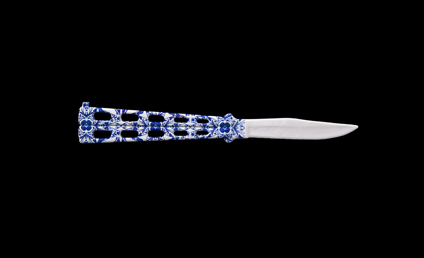 Delft Blue ceramic butterfly knife