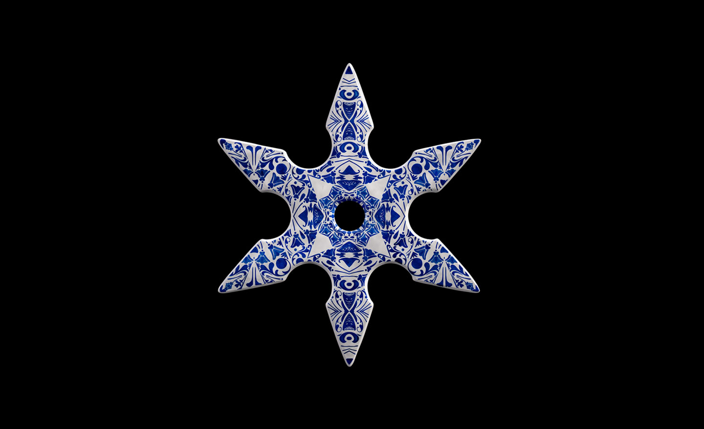 Delft Blue ceramic shuriken